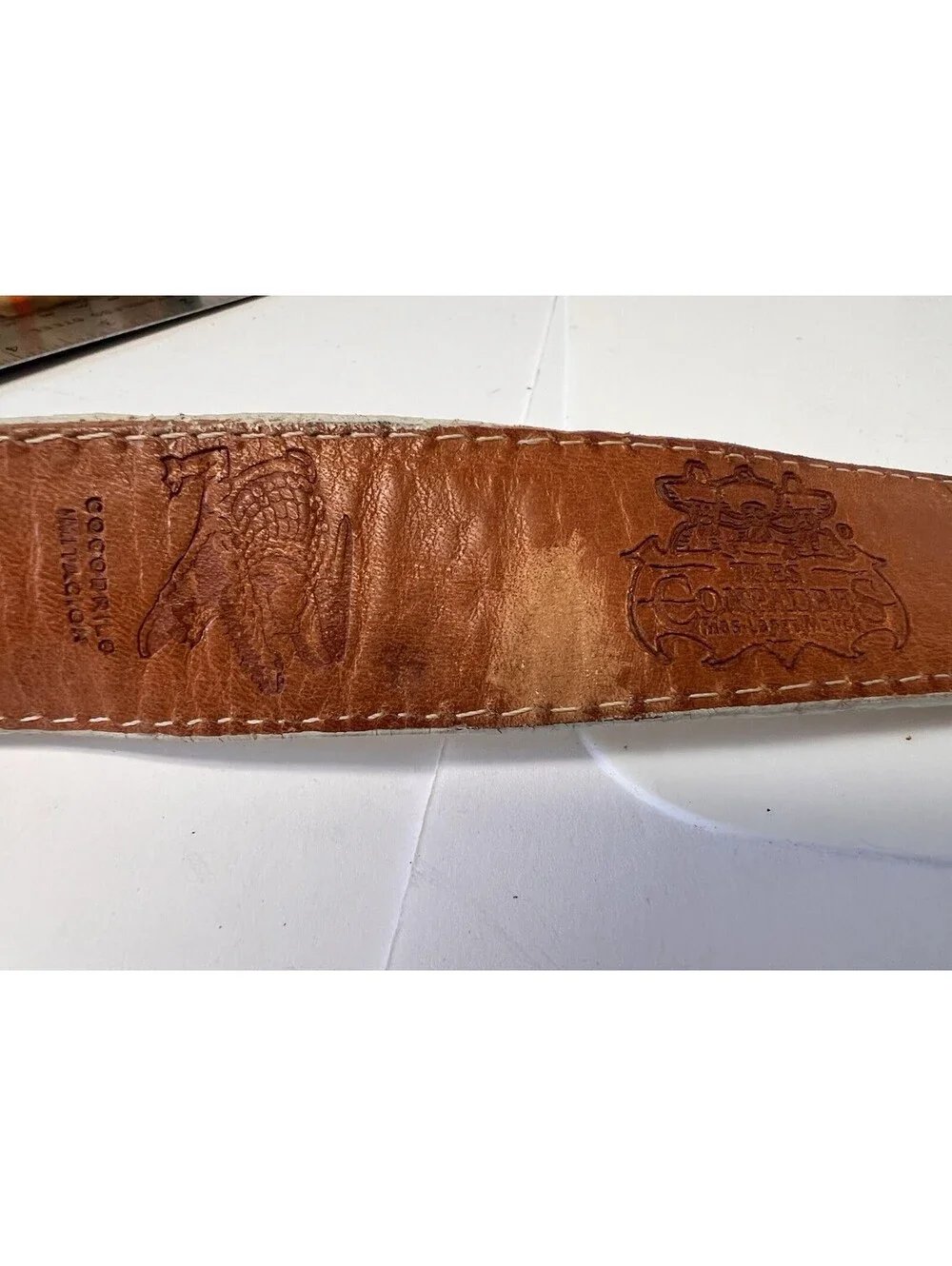 Tres Compadres Genuine Hornback Crocodile Off White Belt Size 26 Made In Mexico